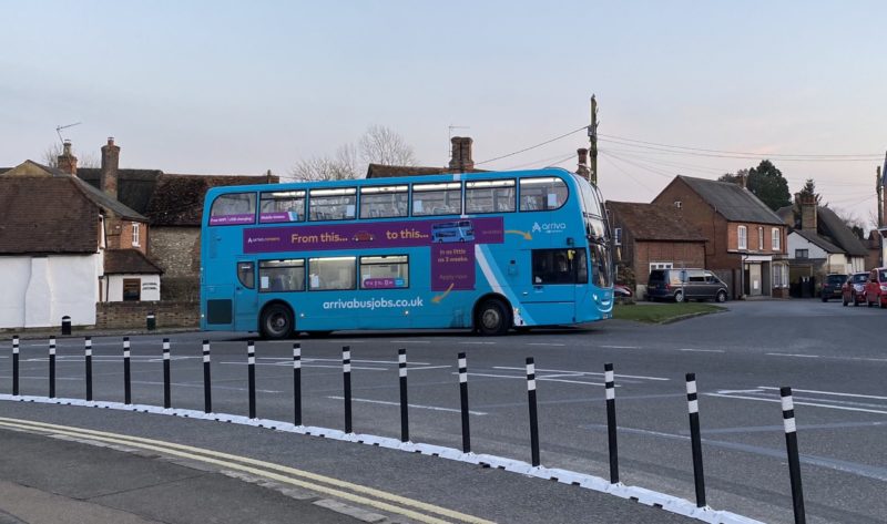 A typical bus in Haddenham, Buckinghamshire
